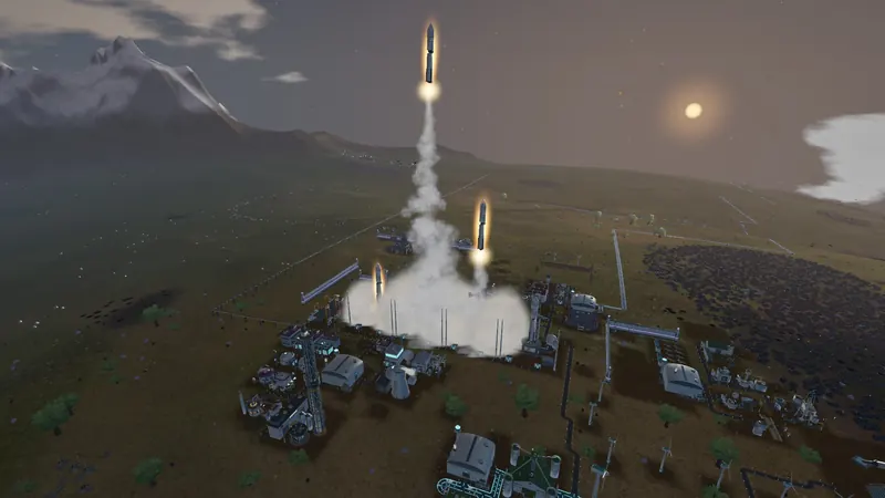A rocket lifting off over the base
