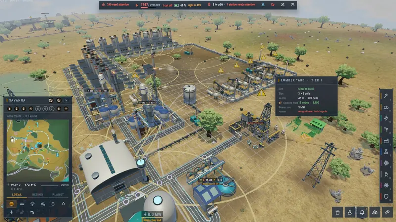 Placing a Lumber Yard beside a savanna factory